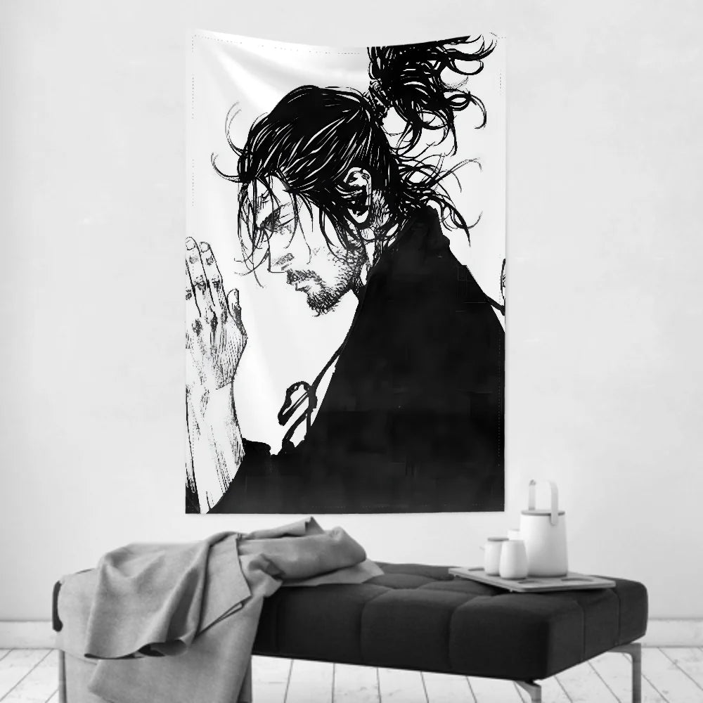 1pc Vintage Anime Miyamoto Musashi Vagabond Bushido Warrior Tapestry Wall Cloth Party Hanging Background Baby Room