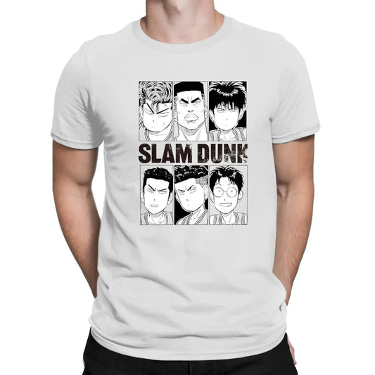 GJ88581 Summer Casual Cotton T-Shirt SLAM DUNK Anime Short Sleeve Breathable Cartoon Print Men's Fashion Top