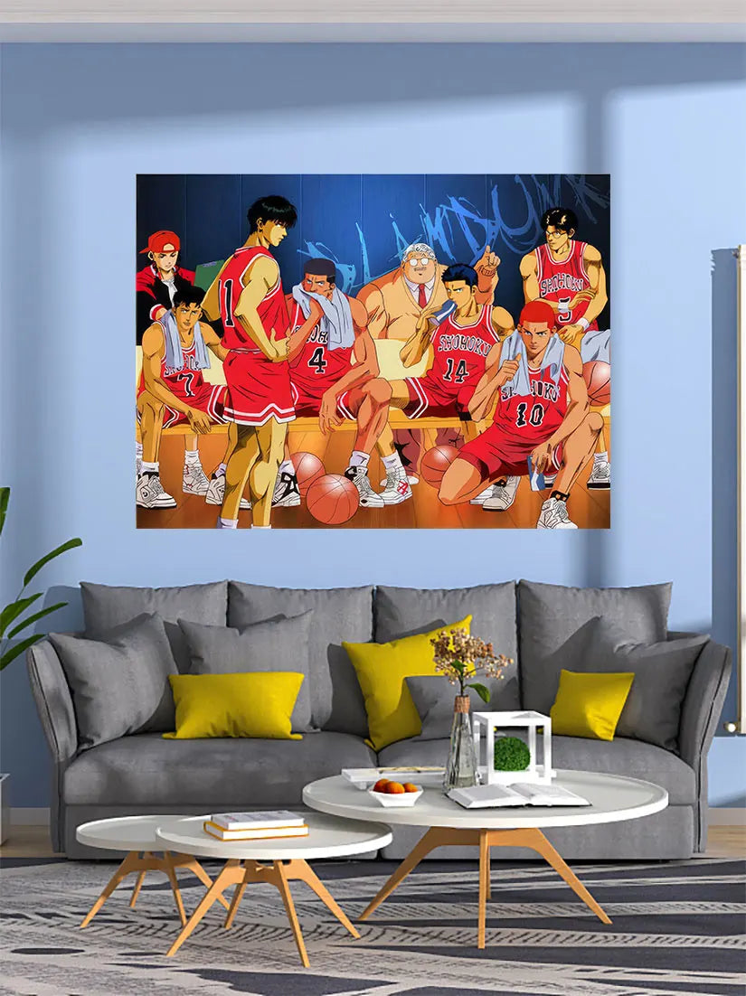 Cartoon Tapestry Japanese Anime Slam Dunk Printed Wall Hanging Carpet Polyester Tapestries Boho Room Decor