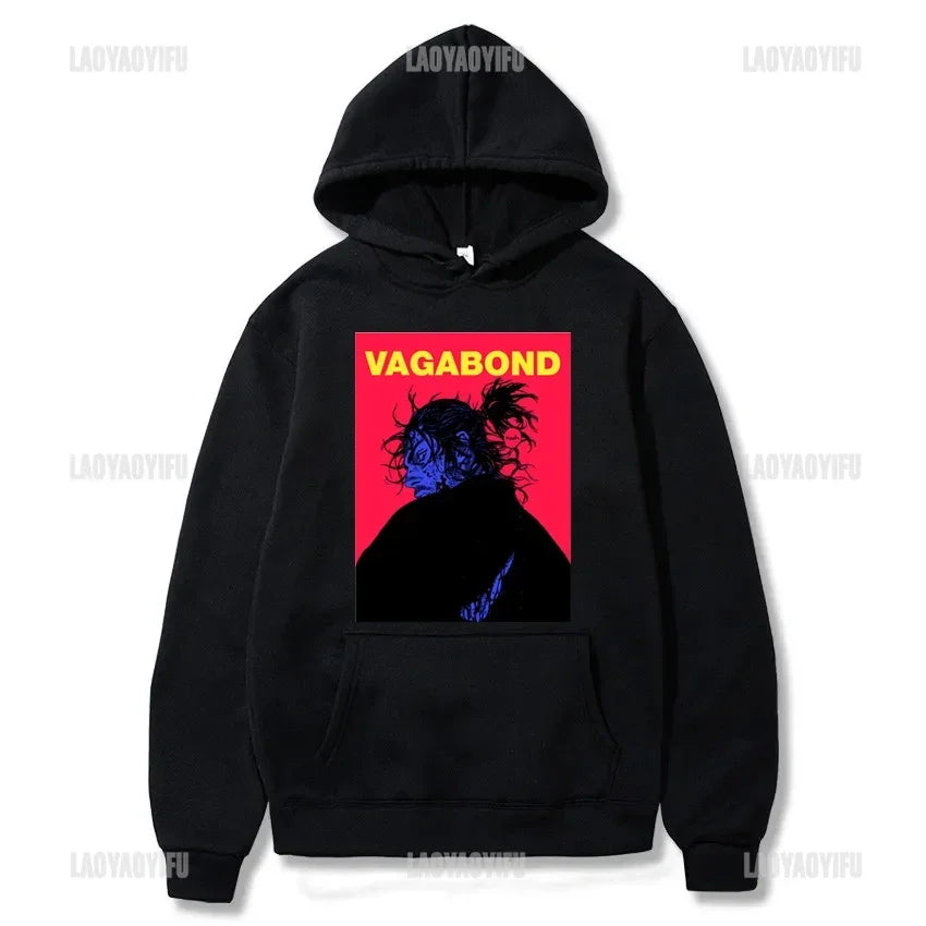 Harajuku VAGABOND Miyamoto Musashi Print Graphic Man Hoodies Acg Fans Streetwear Hipster Otaku Clothing Casual Girl Sweatshirts