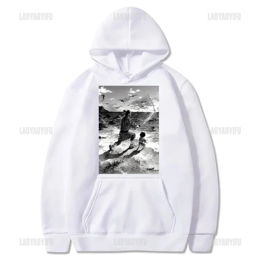 Japan Manga VAGABOND Miyamoto Musashi Print Man Hoodies Acg Fans Streetwear Hipster Otaku Clothing Casual Girl Sweatshirts