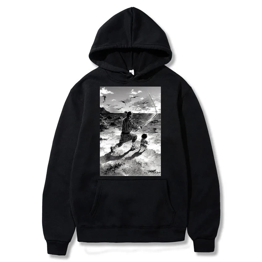 Japan Manga VAGABOND Miyamoto Musashi Print Man Hoodies Acg Fans Streetwear Hipster Otaku Clothing Casual Girl Sweatshirts