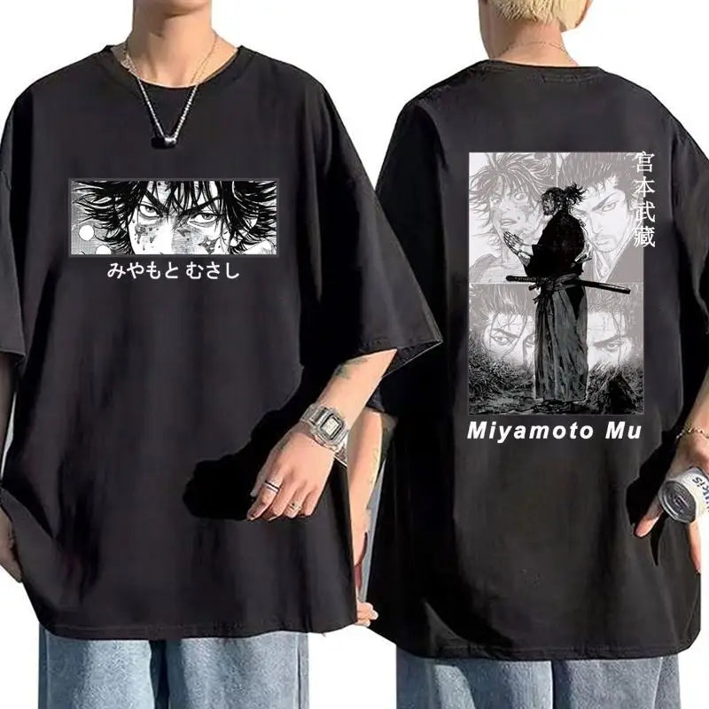 Fashion Harajuku Bagabondo Anime Eyes Vagabond T-Shirt Men Women Casual Miyamoto Musashi Short Sleeve Shirt Casual Sport Tops