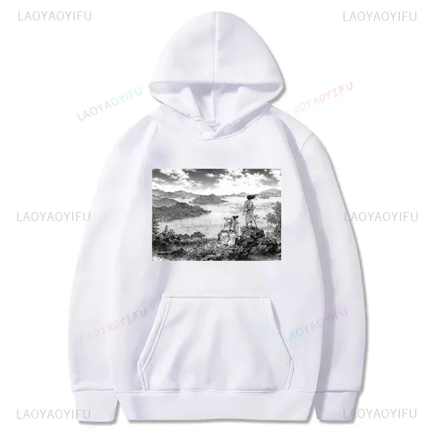 Japan Manga VAGABOND Miyamoto Musashi Print Man Hoodies Acg Fans Streetwear Hipster Otaku Clothing Casual Girl Sweatshirts