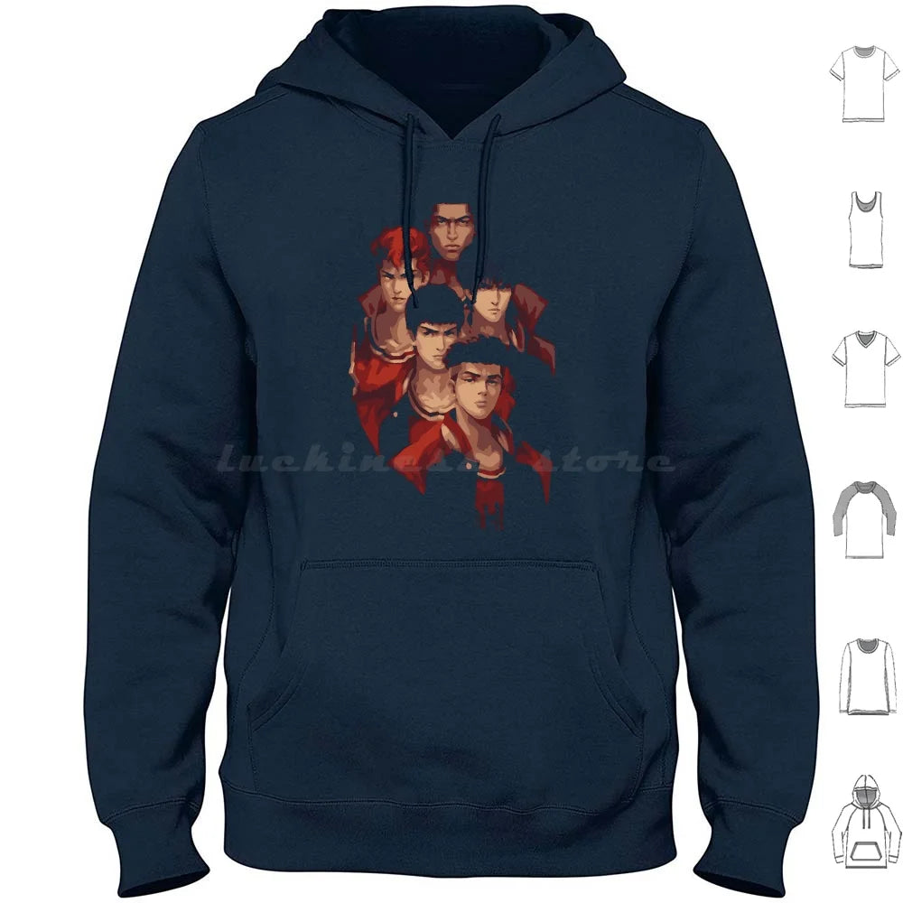 Slam Retro Vintage Hoodie Cotton Long Sleeve Anime Slam Manga Basketball Japan Shohoku Hanamichi Sakuragi Sakuragi