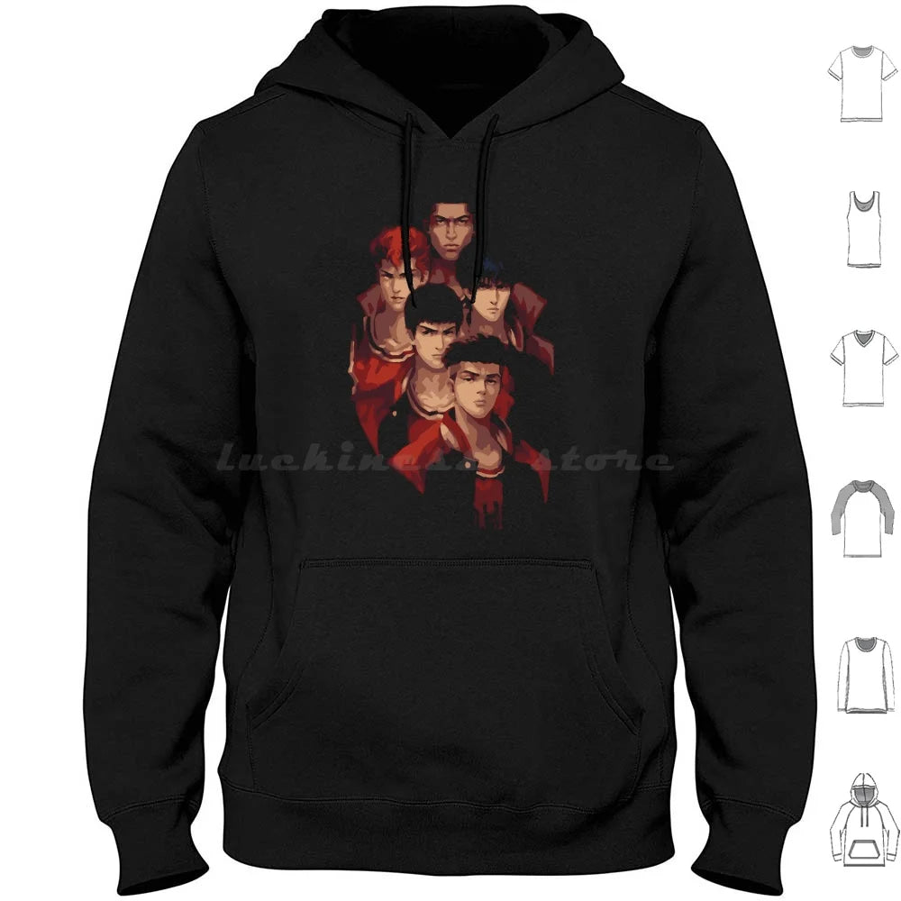 Slam Retro Vintage Hoodie Cotton Long Sleeve Anime Slam Manga Basketball Japan Shohoku Hanamichi Sakuragi Sakuragi
