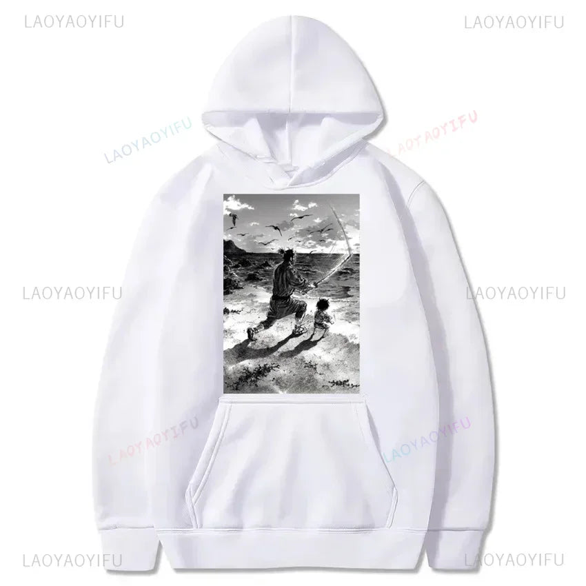 Japan Manga VAGABOND Miyamoto Musashi Print Man Hoodies Acg Fans Streetwear Hipster Otaku Clothing Casual Girl Sweatshirts