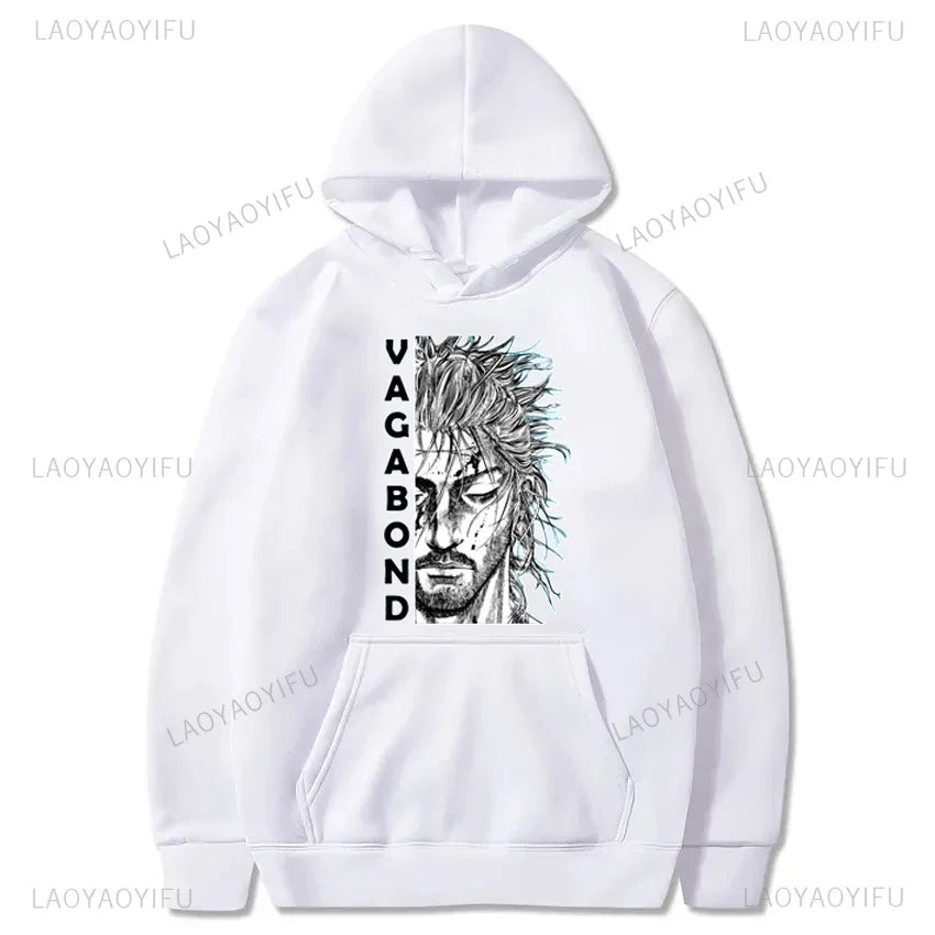 Harajuku VAGABOND Miyamoto Musashi Print Graphic Man Hoodies Acg Fans Streetwear Hipster Otaku Clothing Casual Girl Sweatshirts