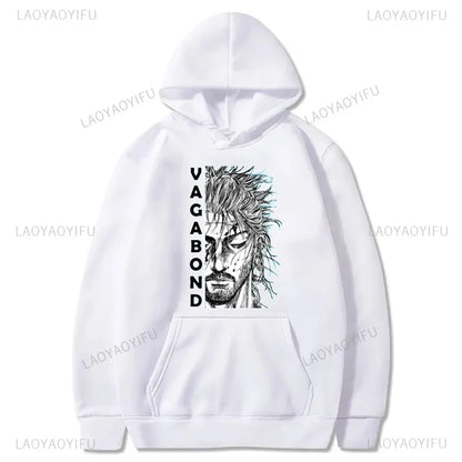 Harajuku VAGABOND Miyamoto Musashi Print Graphic Man Hoodies Acg Fans Streetwear Hipster Otaku Clothing Casual Girl Sweatshirts