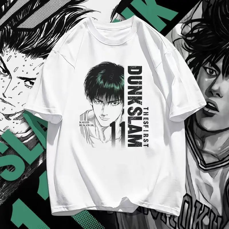Slam Dunk anime peripheral kawaii white t-shirt versatile Shohoku team uniform Sakuragi Hanamichi Akagi Haruko summer top gift