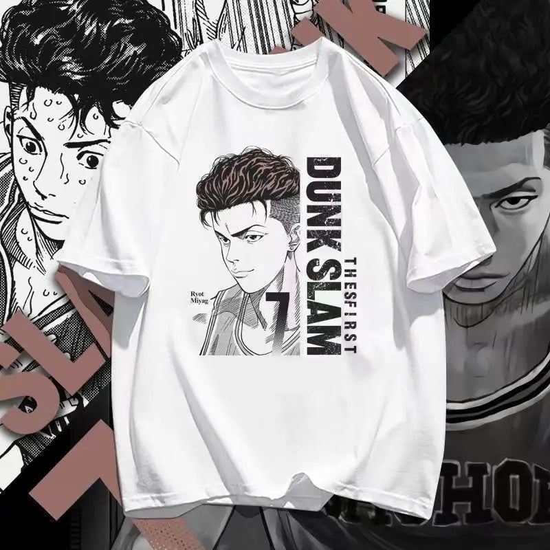 Slam Dunk anime peripheral kawaii white t-shirt versatile Shohoku team uniform Sakuragi Hanamichi Akagi Haruko summer top gift