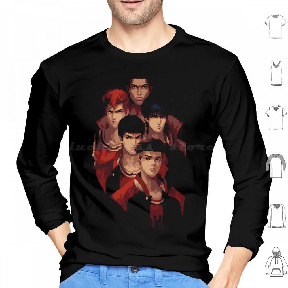 Slam Retro Vintage Hoodie Cotton Long Sleeve Anime Slam Manga Basketball Japan Shohoku Hanamichi Sakuragi Sakuragi