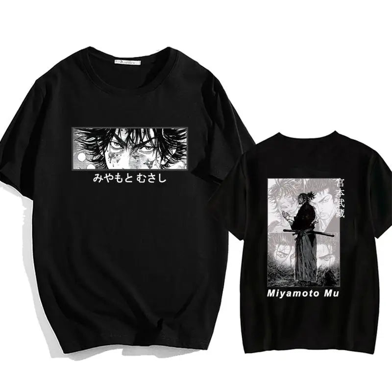 Fashion Harajuku Bagabondo Anime Eyes Vagabond T-Shirt Men Women Casual Miyamoto Musashi Short Sleeve Shirt Casual Sport Tops