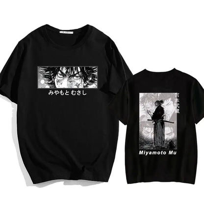 Fashion Harajuku Bagabondo Anime Eyes Vagabond T-Shirt Men Women Casual Miyamoto Musashi Short Sleeve Shirt Casual Sport Tops
