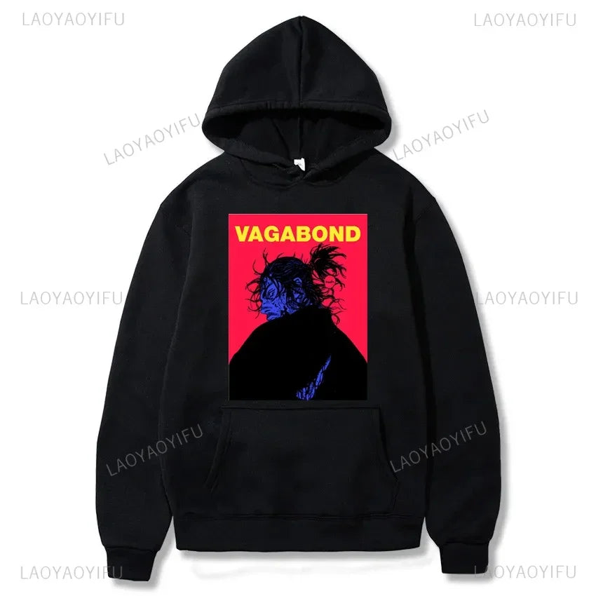 Harajuku VAGABOND Miyamoto Musashi Print Graphic Man Hoodies Acg Fans Streetwear Hipster Otaku Clothing Casual Girl Sweatshirts