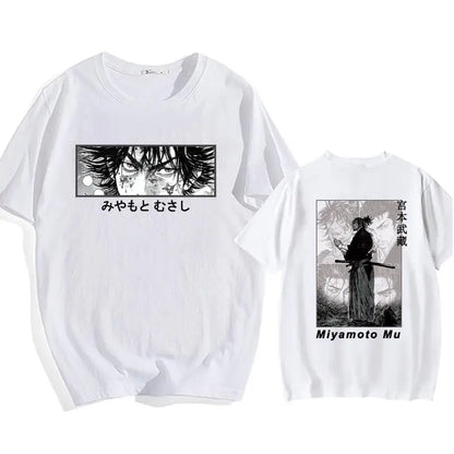 Fashion Harajuku Bagabondo Anime Eyes Vagabond T-Shirt Men Women Casual Miyamoto Musashi Short Sleeve Shirt Casual Sport Tops