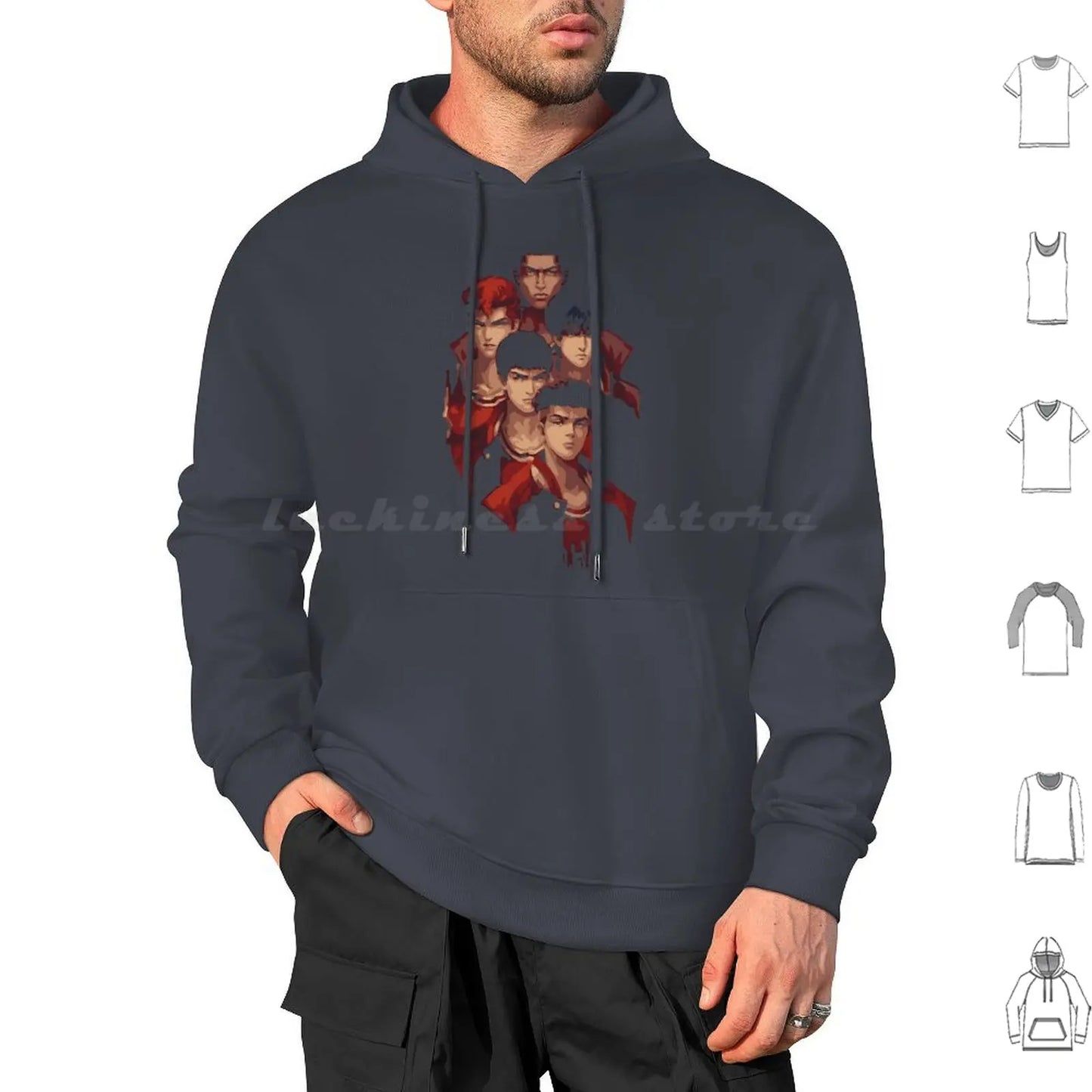 Slam Retro Vintage Hoodie Cotton Long Sleeve Anime Slam Manga Basketball Japan Shohoku Hanamichi Sakuragi Sakuragi