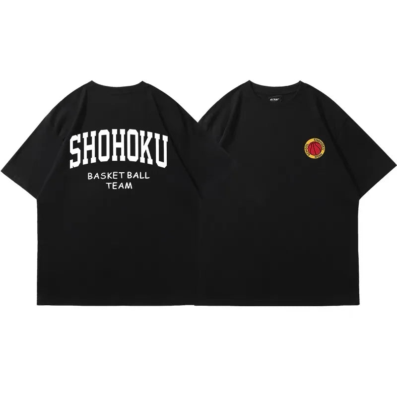 Japanese Anime Shohoku Basket Ball Team T-Shirt Men Women Sakuragi Hanamichi Print T Shirts Oversized Cosplay Unisex Clothes
