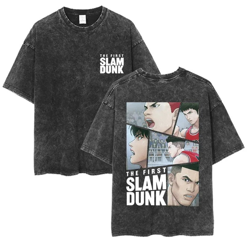 Slam Dunk Master Men and Women Anime Sakuragi Hanadao Mitsui Shou Wash To Do Old Cotton T-shirt Printed Short-sleeved Undershirt