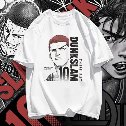Slam Dunk anime peripheral kawaii white t-shirt versatile Shohoku team uniform Sakuragi Hanamichi Akagi Haruko summer top gift