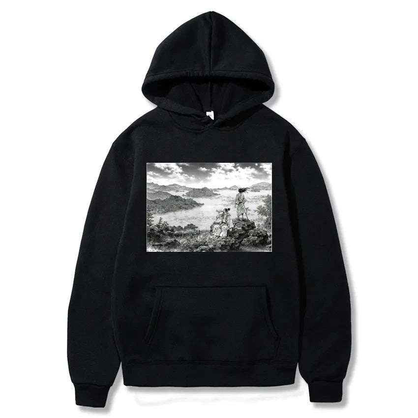 Japan Manga VAGABOND Miyamoto Musashi Print Man Hoodies Acg Fans Streetwear Hipster Otaku Clothing Casual Girl Sweatshirts