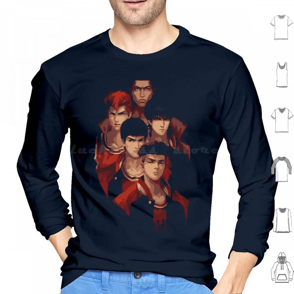 Slam Retro Vintage Hoodie Cotton Long Sleeve Anime Slam Manga Basketball Japan Shohoku Hanamichi Sakuragi Sakuragi