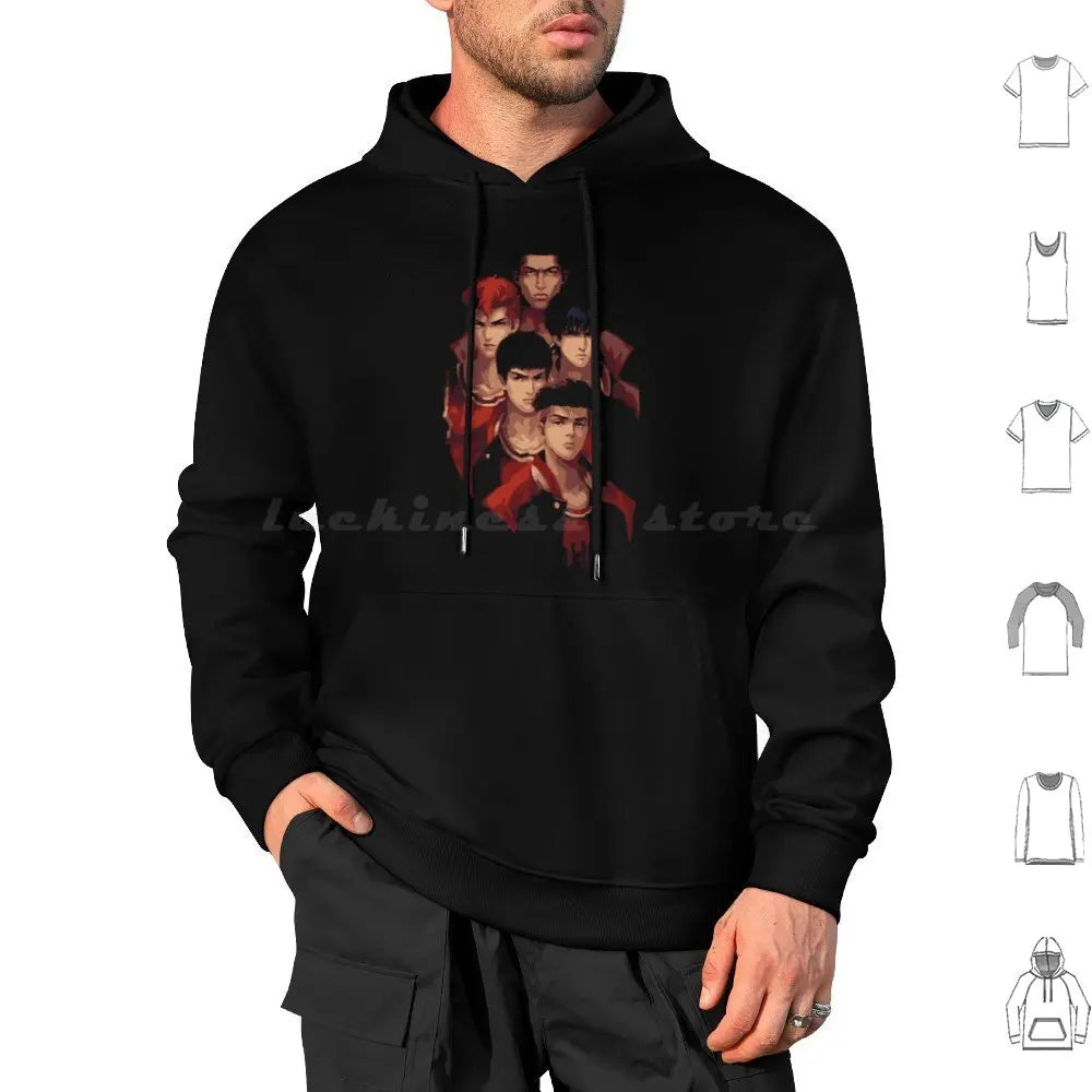 Slam Retro Vintage Hoodie Cotton Long Sleeve Anime Slam Manga Basketball Japan Shohoku Hanamichi Sakuragi Sakuragi