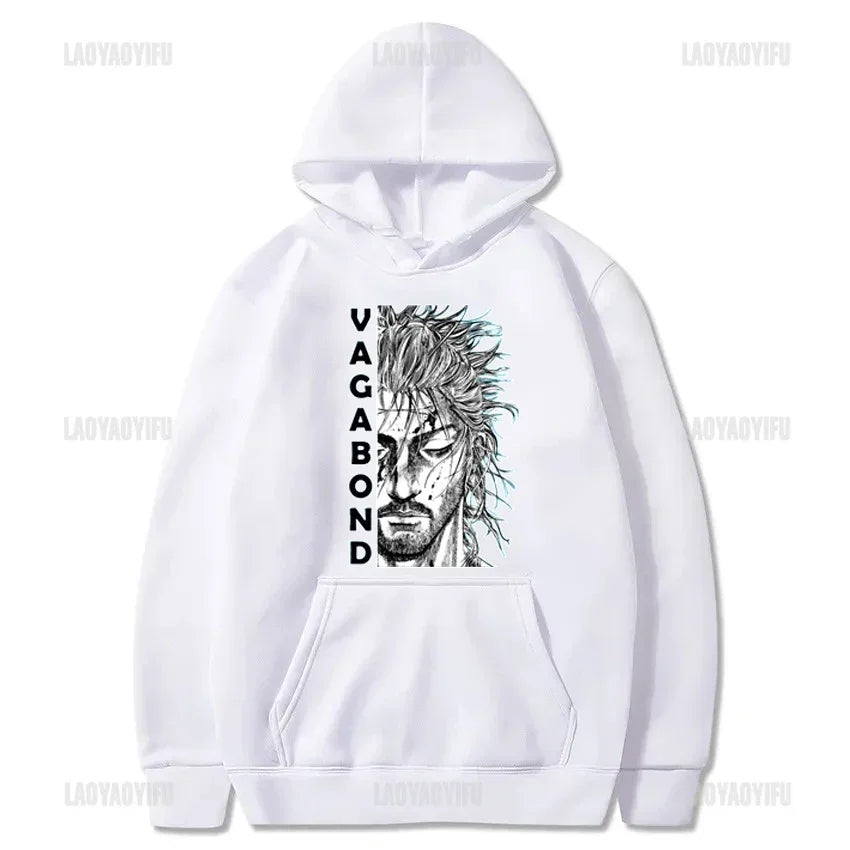 Harajuku VAGABOND Miyamoto Musashi Print Graphic Man Hoodies Acg Fans Streetwear Hipster Otaku Clothing Casual Girl Sweatshirts
