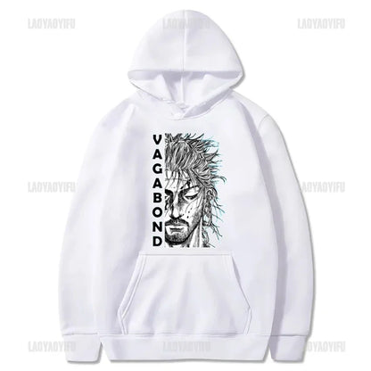 Harajuku VAGABOND Miyamoto Musashi Print Graphic Man Hoodies Acg Fans Streetwear Hipster Otaku Clothing Casual Girl Sweatshirts