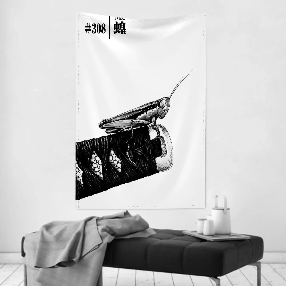 1pc Vintage Anime Miyamoto Musashi Vagabond Bushido Warrior Tapestry  Wall Cloth Party Hanging Background  Baby Room