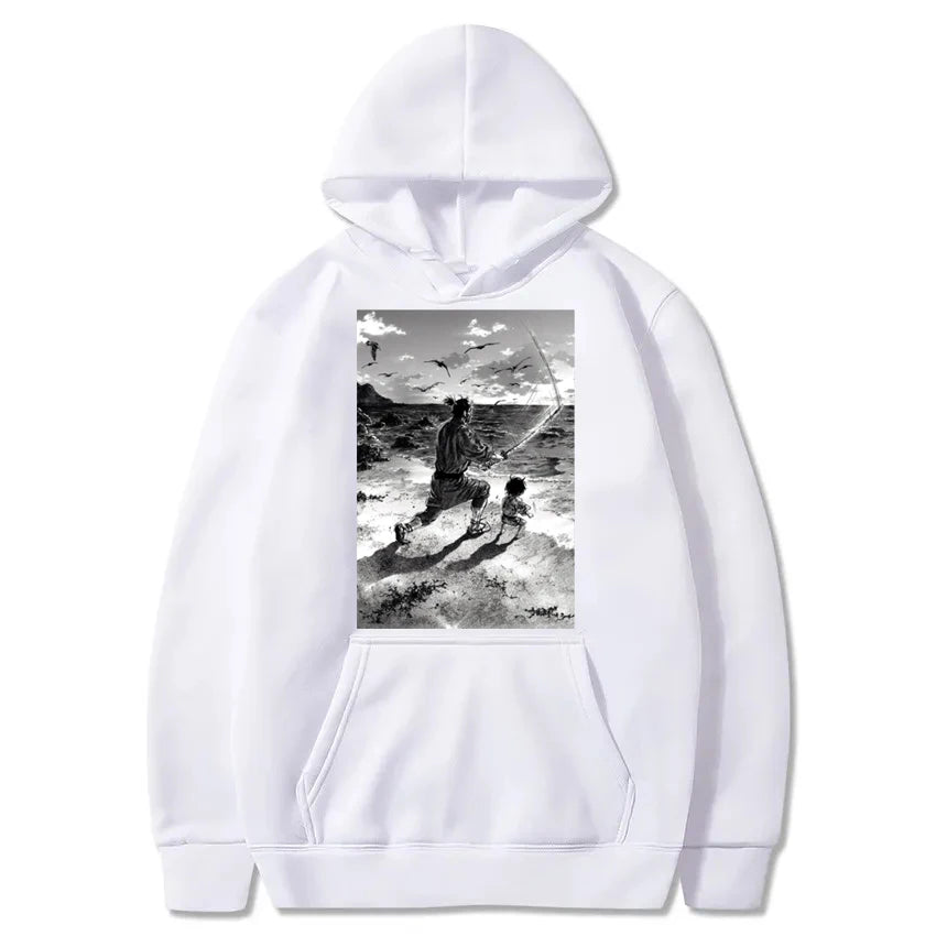 Japan Manga VAGABOND Miyamoto Musashi Print Man Hoodies Acg Fans Streetwear Hipster Otaku Clothing Casual Girl Sweatshirts