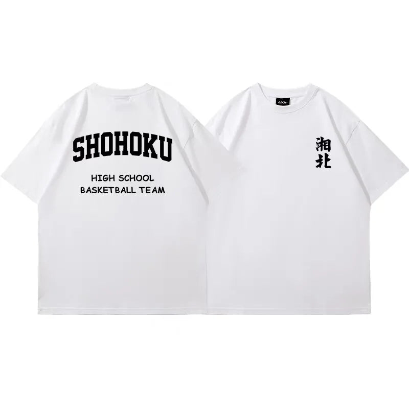 Japanese Anime Shohoku Basket Ball Team T-Shirt Men Women Sakuragi Hanamichi Print T Shirts Oversized Cosplay Unisex Clothes