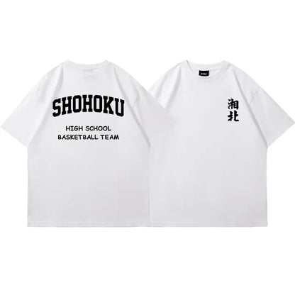 Japanese Anime Shohoku Basket Ball Team T-Shirt Men Women Sakuragi Hanamichi Print T Shirts Oversized Cosplay Unisex Clothes
