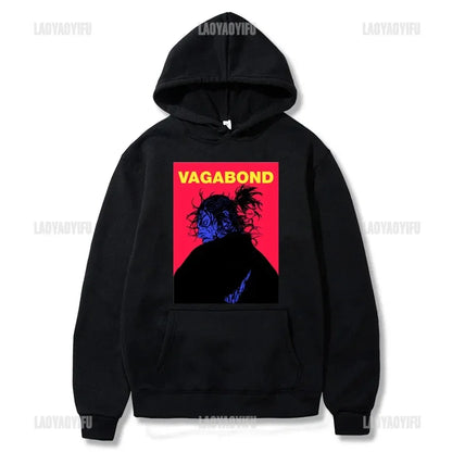 Harajuku VAGABOND Miyamoto Musashi Print Graphic Man Hoodies Acg Fans Streetwear Hipster Otaku Clothing Casual Girl Sweatshirts