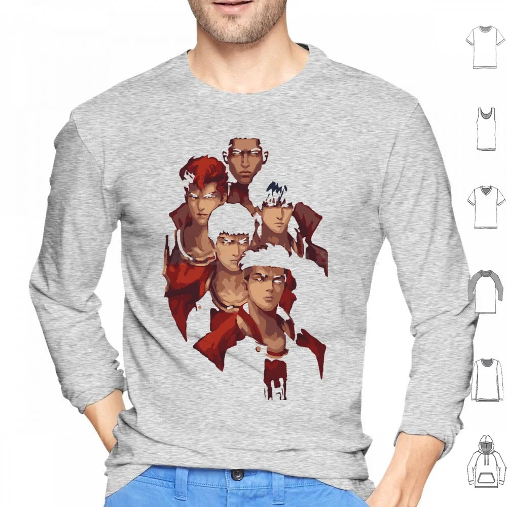 Slam Retro Vintage Hoodie Cotton Long Sleeve Anime Slam Manga Basketball Japan Shohoku Hanamichi Sakuragi Sakuragi