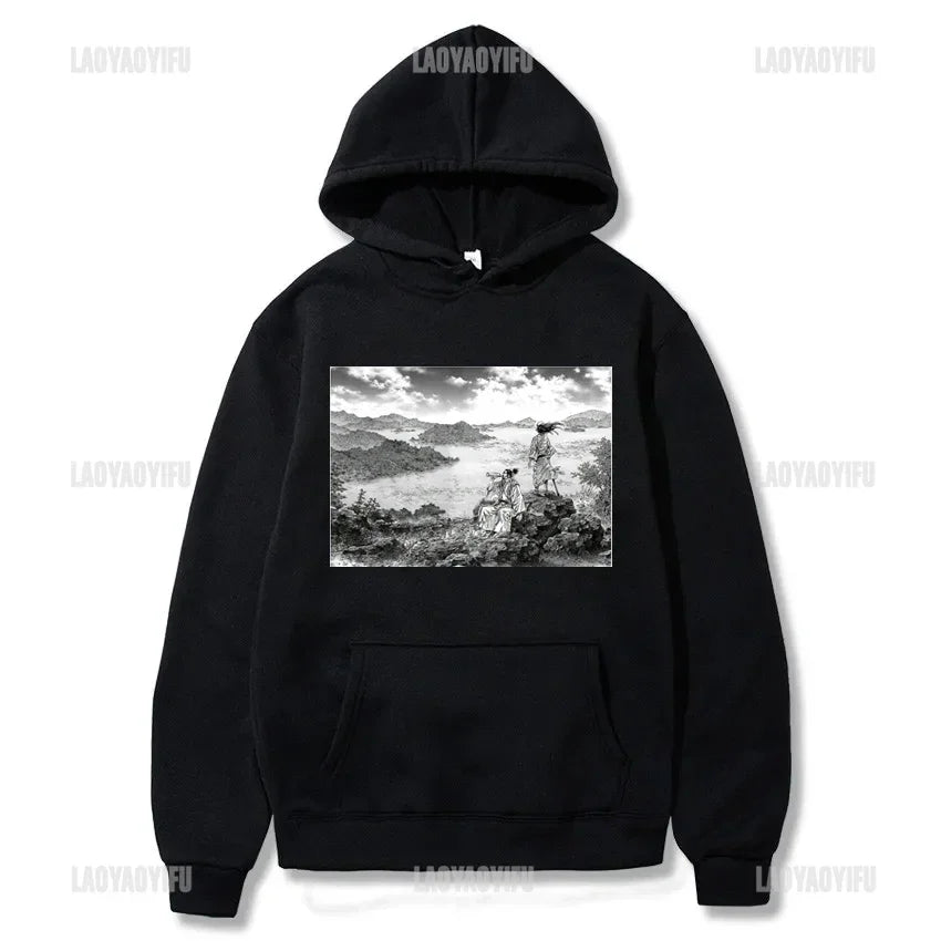 Japan Manga VAGABOND Miyamoto Musashi Print Man Hoodies Acg Fans Streetwear Hipster Otaku Clothing Casual Girl Sweatshirts