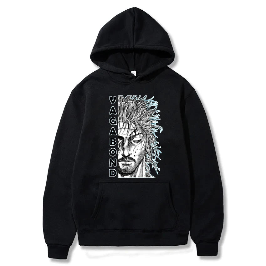 Harajuku VAGABOND Miyamoto Musashi Print Graphic Man Hoodies Acg Fans Streetwear Hipster Otaku Clothing Casual Girl Sweatshirts