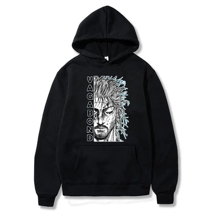 Harajuku VAGABOND Miyamoto Musashi Print Graphic Man Hoodies Acg Fans Streetwear Hipster Otaku Clothing Casual Girl Sweatshirts
